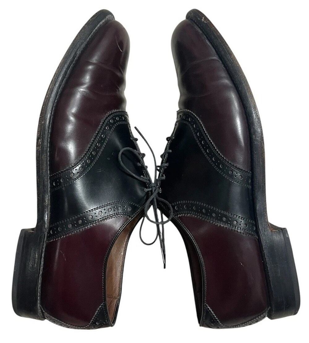 Allen Edmonds Polo Two Tone Burgundy 12 Black Saddle Mens Dress Shoe 8271 Formal